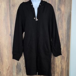 d&co active Black Women's Full Zip Long Hoodie Jacket 2X                  C461